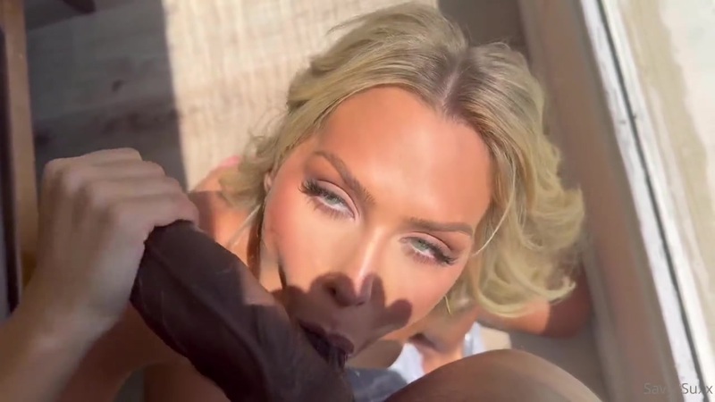 Savvy Suxx Huge 12 Inch BBC Fills Her Holes By Window For Pubic To See Interracial Porn Video